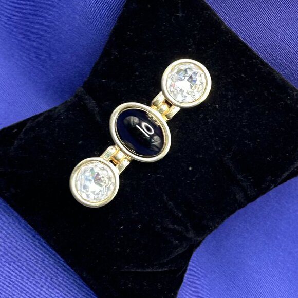 VTG Swarovski S.A.L. Crystal & Black Cabochon Brooch/Pin - Picture 6 of 14
